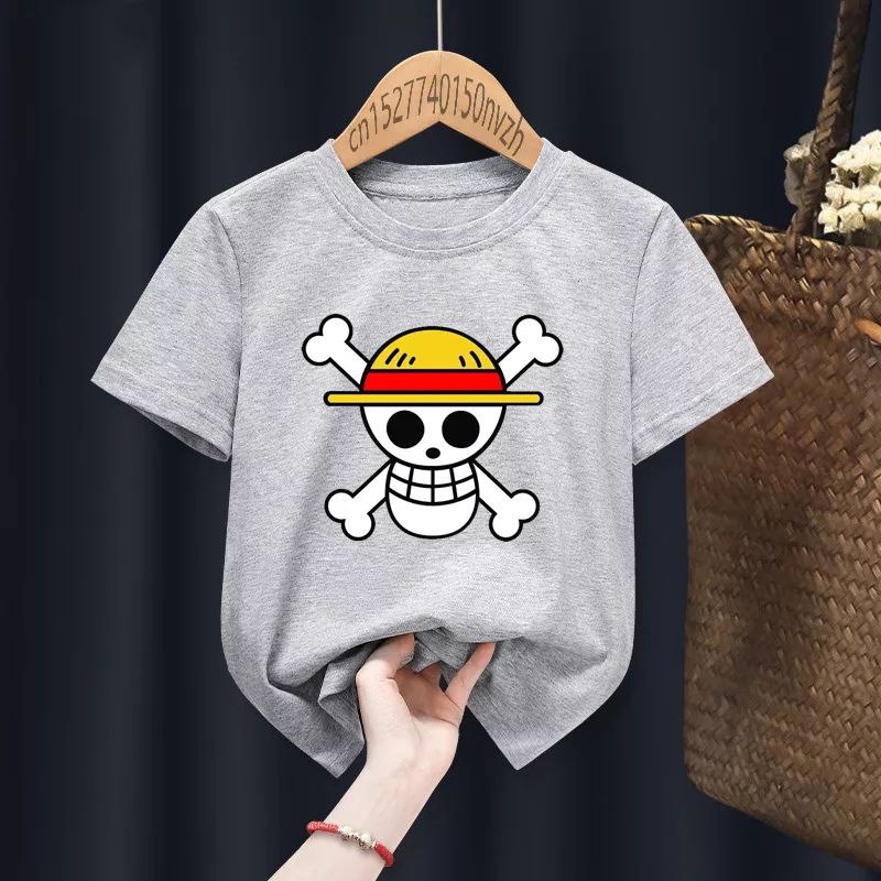 KAOS TSHIRT ATASAN BAJU OBLONG ANAK REMAJA KECIL TK SD KARTUN ANIMASI ANIME JEPANG ONE PIECE TENGKOR