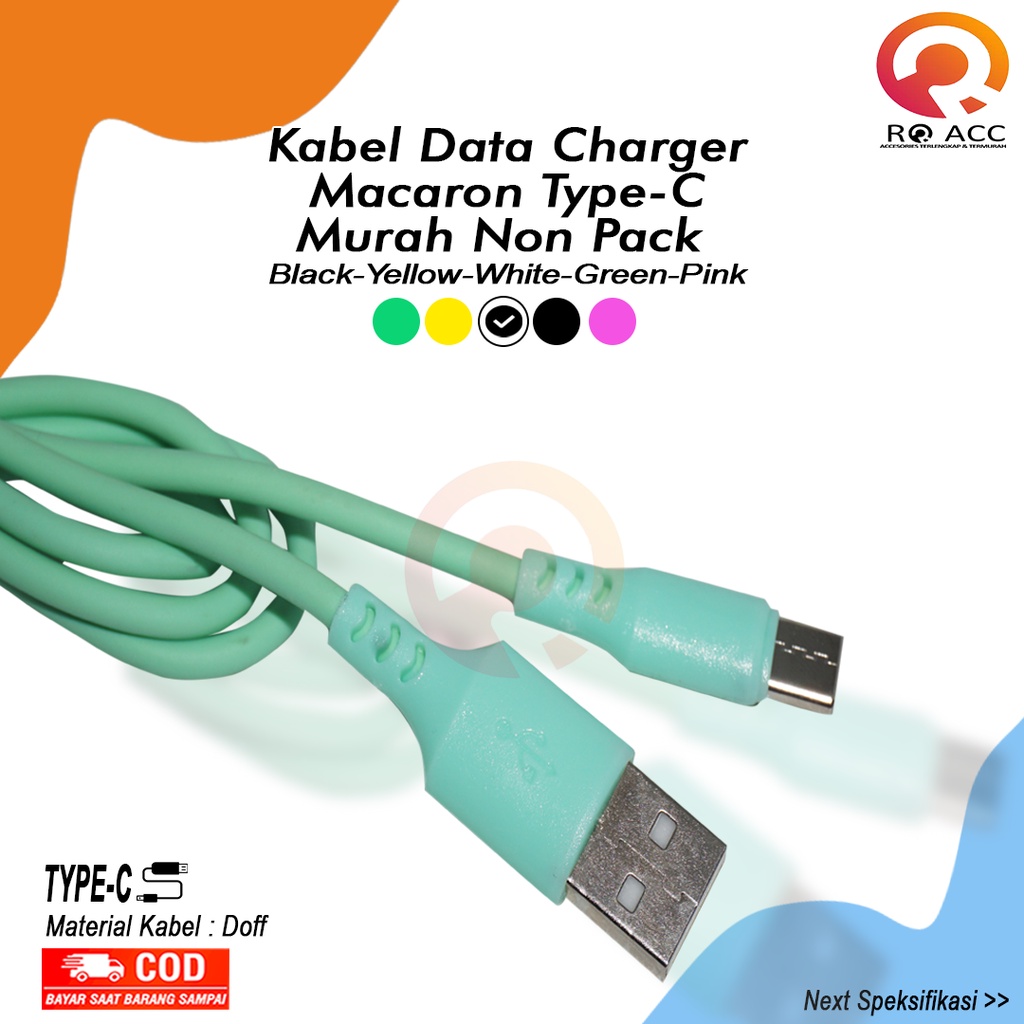 [RO ACC] TYPE C KABEL DATA CHARGER MACARON MURAH 1.2A