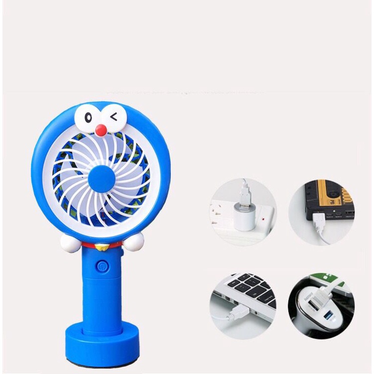 Kipas Angin Mini LED Karakter Kipas Angin Stand Portable Handy Mini Fan Character