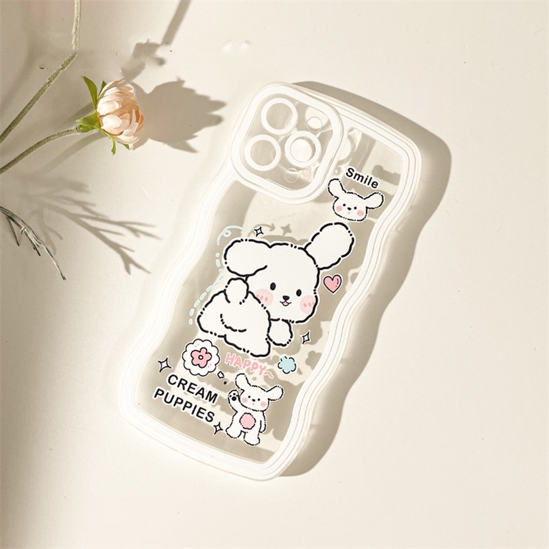 Soft Case Silikon Glossy Motif Kartun Anak Anjing Untuk iPhone 14 13 12 11 Pro Max X Xr Xs Max 8 7 6 6s Plus