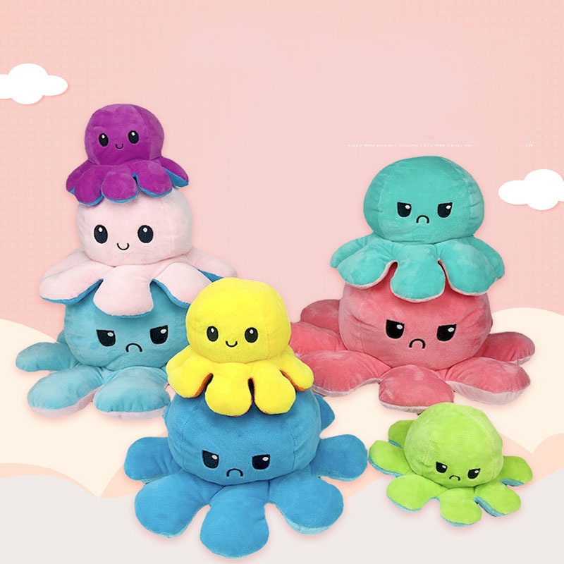 Boneka TikTok Reversible Octopus Cumi Gurita Warna Bolak Balik Soft Yelvo-S -Doo