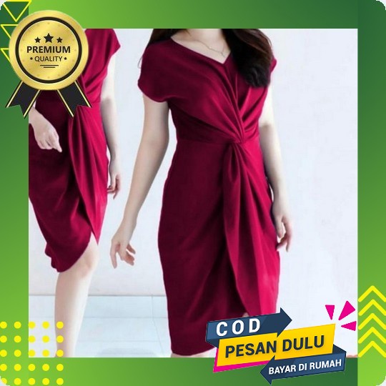 Baju Dress Wanita Natal Trandy Terbaru 2021 Model Kekinian Dress Pesta Kondangan Natalan Imlek Tahun