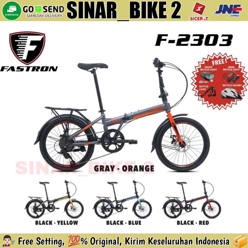 Sepeda Lipat 20 inch FASTRON F-2303 Boncengan Rem Cakram BANYAK BONUS