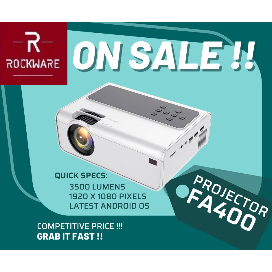 ROCKWARE FA400 ANDROID Proyektor 1080P Projector 3500 Lumens