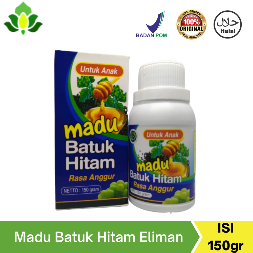 

Madu Batuk Hitam Eliman Untuk Anak Rasa Anggur Isi 150 gr Original