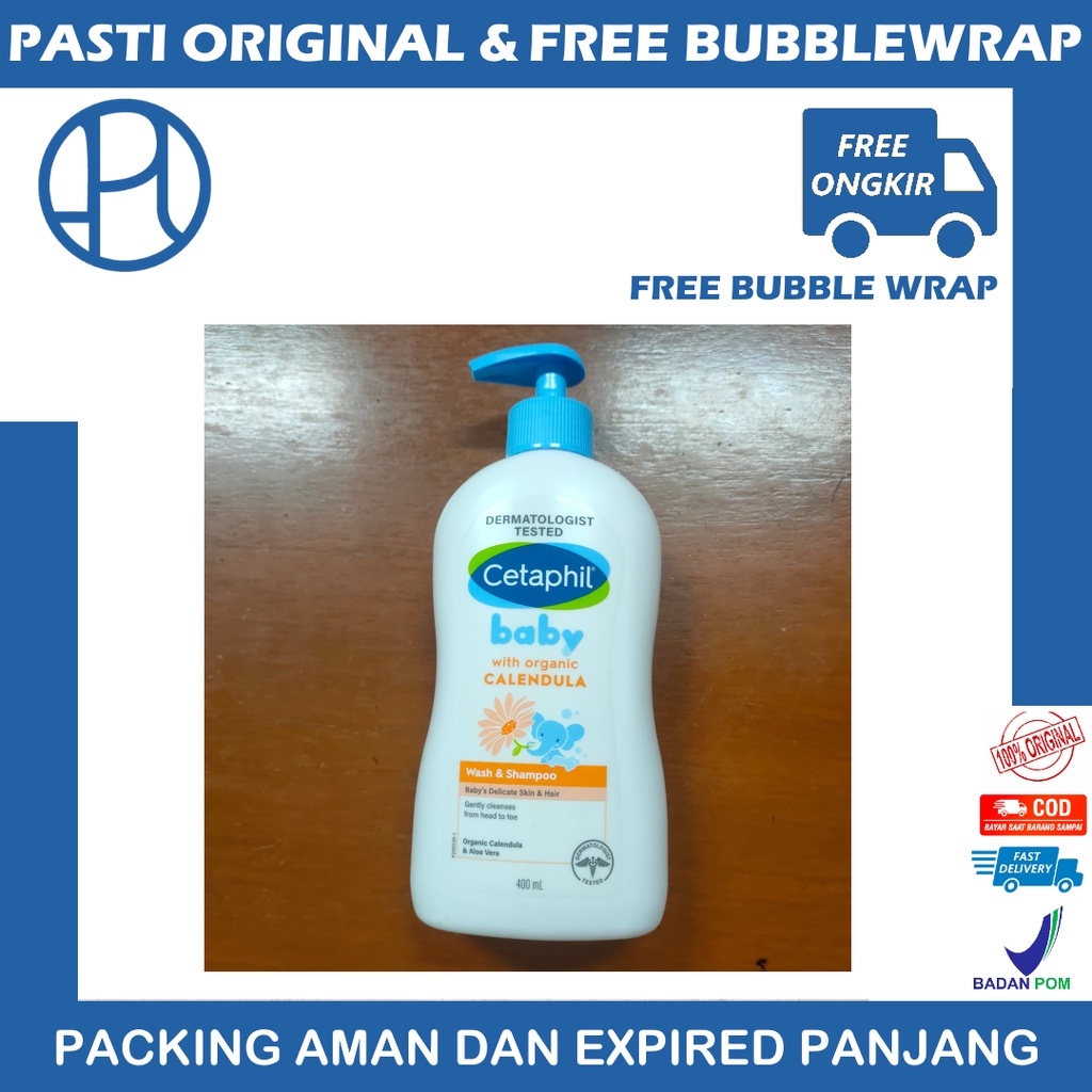 CETAPHIL BABY WASH &amp; SHAMPOO WITH ORGANIC CALENDULA 400ML SABUN SAMPO BAYI KULIT SENSITIF