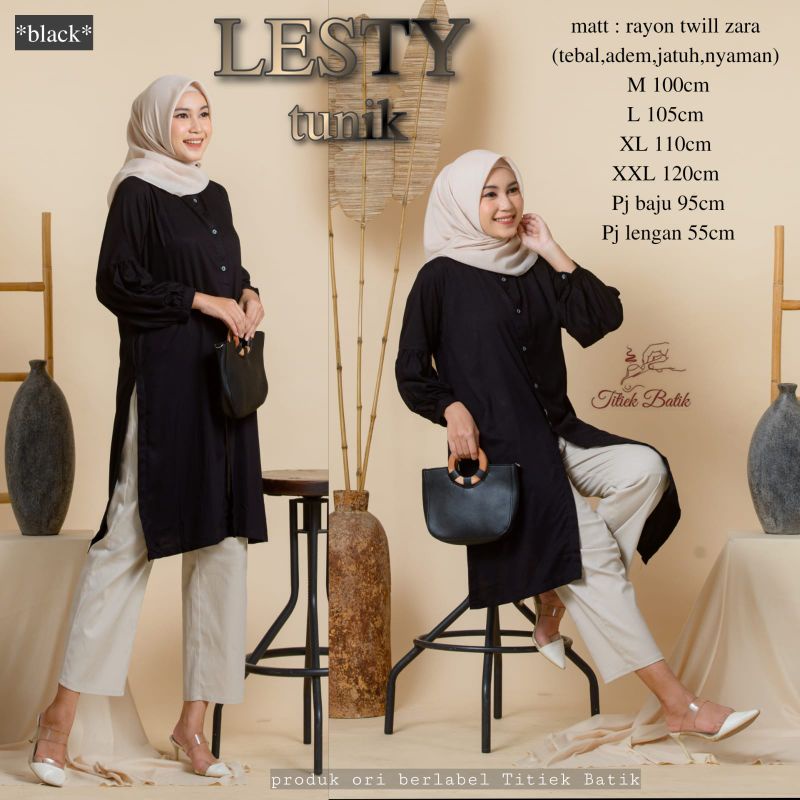 TUNIK LESTY / NAJWA RAYON TWILL ZARA POLOS ORI TITIEK BATIK SIZE M-XXL