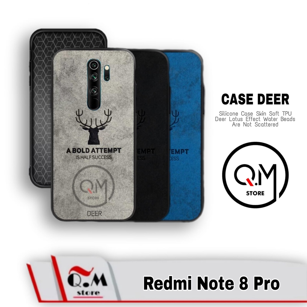 Case Xiaomi Redmi Note 8 Pro Softcase Deer Pelindung Back Cover High Quality Bermotif Cloth Rusa Jens