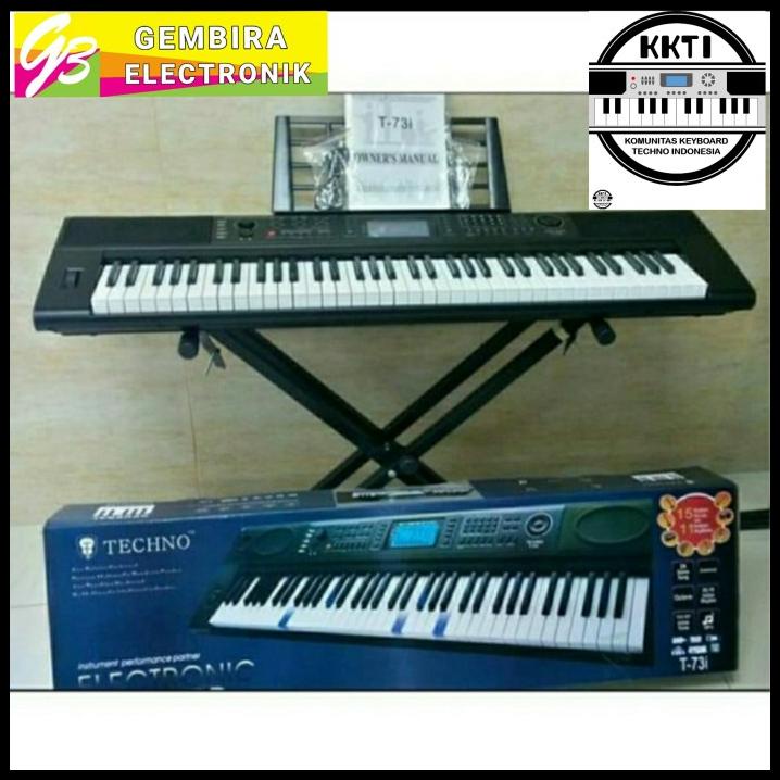 Paket Keyboard Techno T73I Stand Double Organ Piano Original Techno
