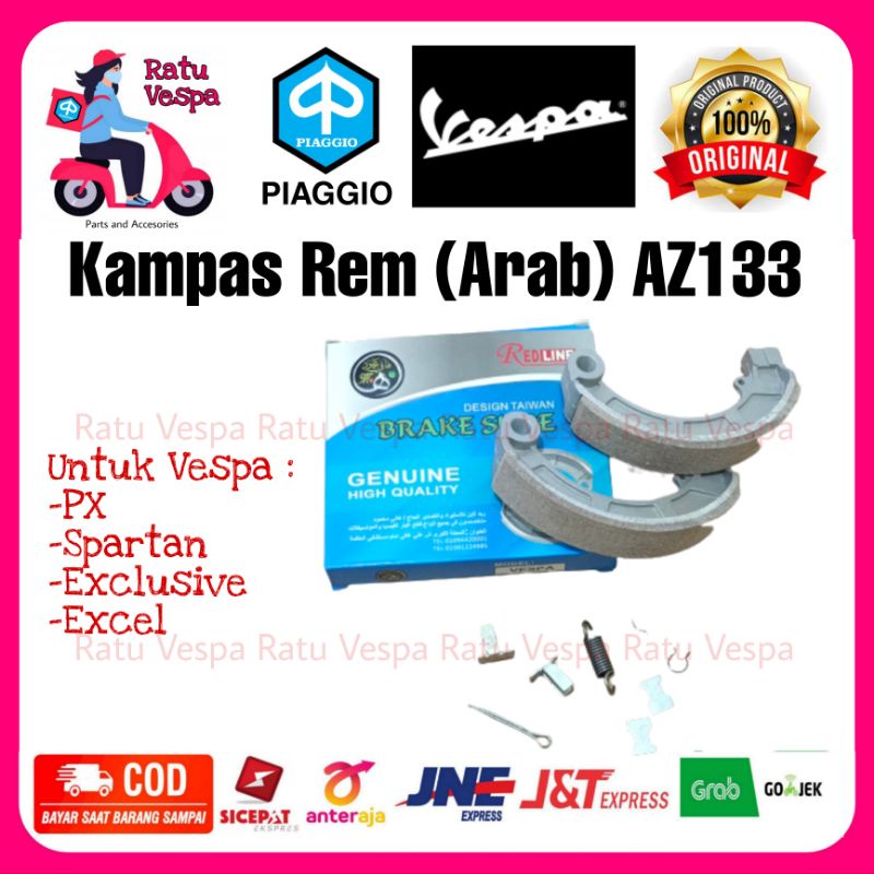 Kampas Rem Redline (Arab) AZ133 Pakem dan Kuat Vespa PX Exclusive Excel