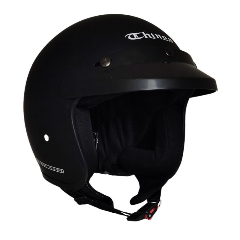 Helm Bogo Retro Dewasa Polos PET Full Leher SNI Bisa Untuk Cewek Cowok Kekinian-TNS Hitam Doff