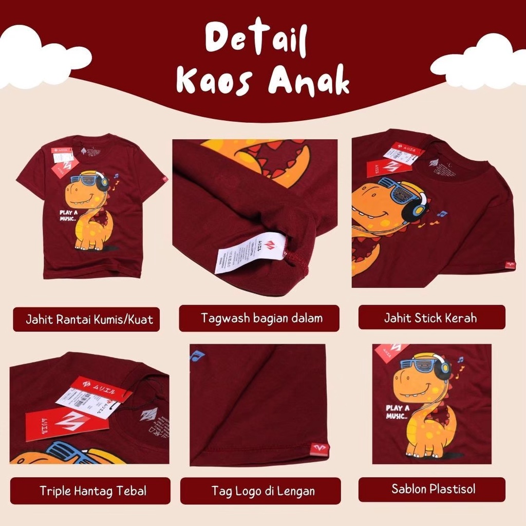 Pusat pakaian anak laki laki suprehero kartun Kaos distro bandung murah warna maroon putih hitam kuning