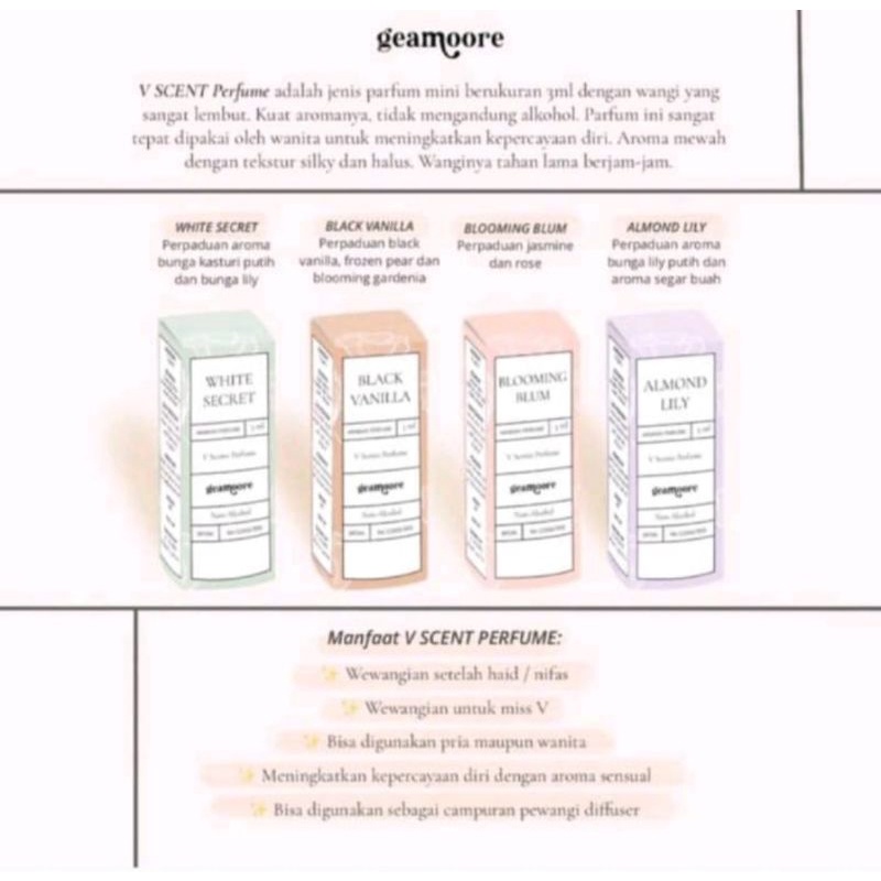 [3ml] GEAMOORE VSCENT Roll On Perfume 3ml | Parfume Geamore V Scent 3 ml | Parfum