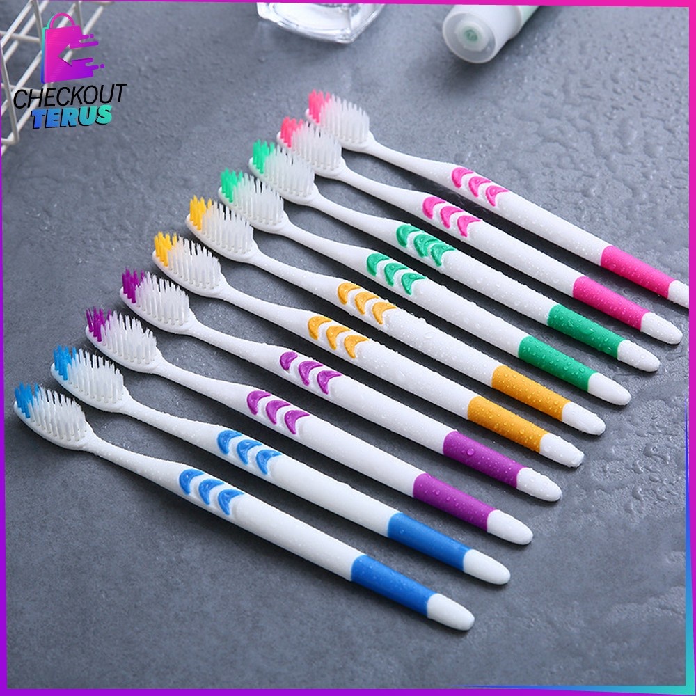 CT C676 Sikat Gigi Dewasa 1 SET ISI 10 PCS Bahan Lembut 1 Pack Tootbrush Double Care Sensitive Sikat Gigi Nano Tech