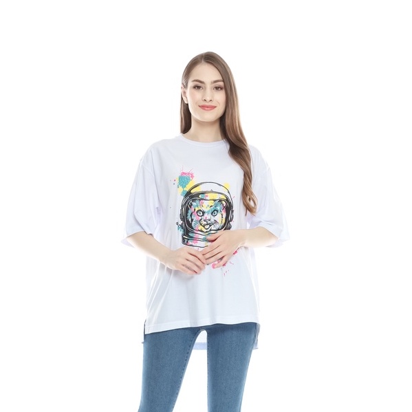 Pollac T-shirt Oversized Unisex Cat Cutedog l Kaos Oversize Pria dan Wanita