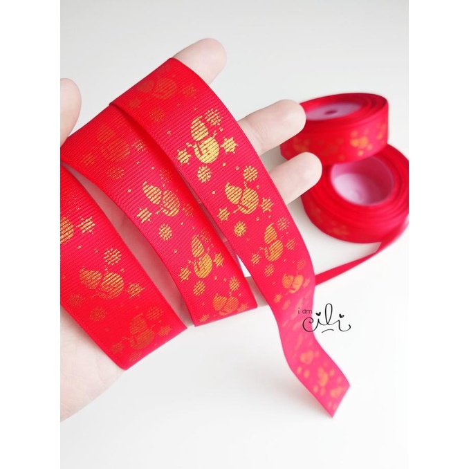 

] (PTG-XMAS03-MERAH) Pita GROSS GRAIN natal SNOWMAN (1 inch / 2.5cm)