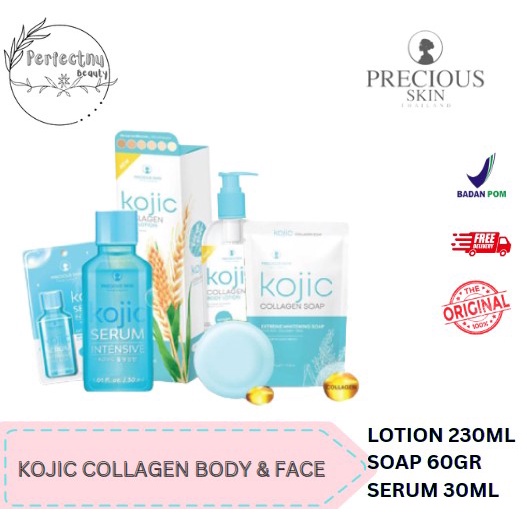 Precious Skin Thailand Kojic Collagen Extreme Whitening Body &amp; Face Set / Body Lotion / Sabun / Serum / Set