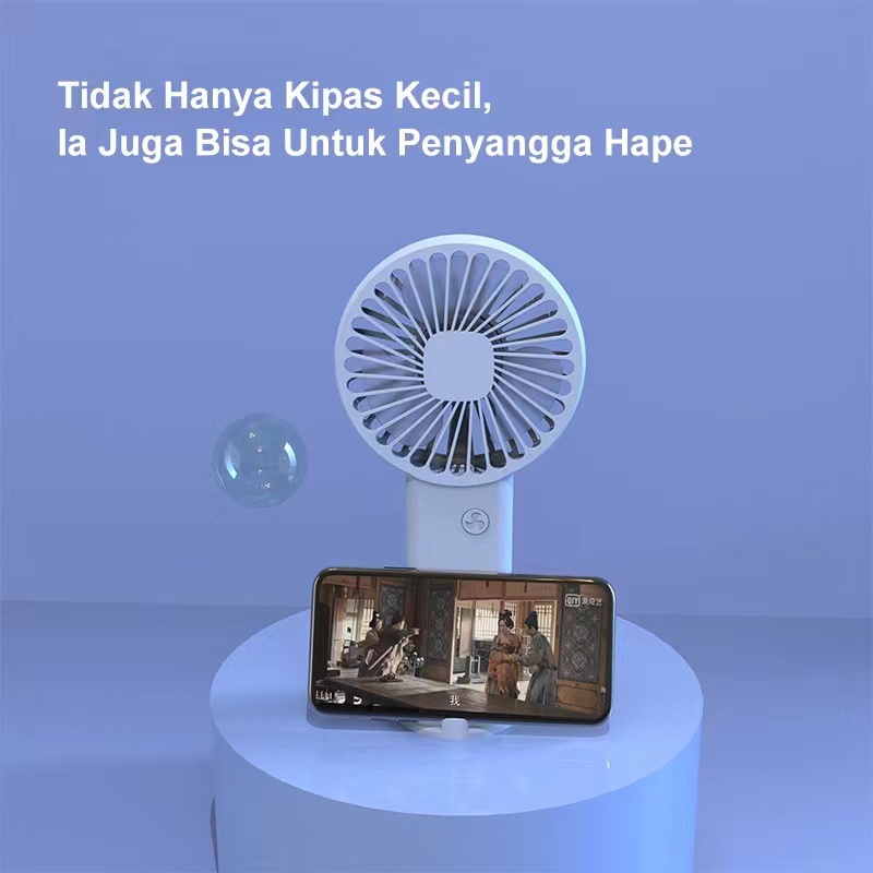 【PROMOSI】Viqoo Mini Kipas Angin Portable Lampu LED Kipas Lipat Battery Rechargeable USB Mini Fan RGB Kipas Set