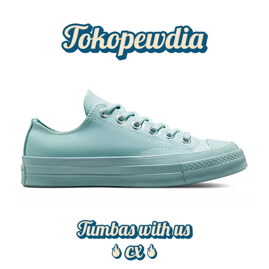 Converse Chuck 70s Patent Pop Leather Mono Ox Soft Aloe Teal Blue