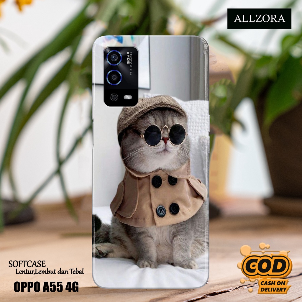Case Oppo A55 4G Terbaru - Fashion Case KUCING - Casing Hp Oppo A55 4G Terbaru - Softcase Hp Oppo A5