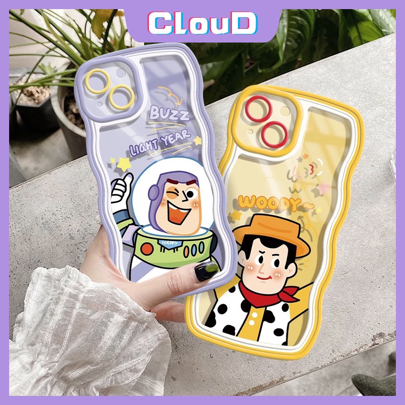 Kartun Toy Story Wavy Edge Case Samsung A14 A32 A22 A50s A51 A13 A12 M32 A03s A30s A21s A11 A03 A23 A31 A50 A52s M12 A02s A52 M22 Lembut Lucu Woody Buzz Light Year Shockproof Cover