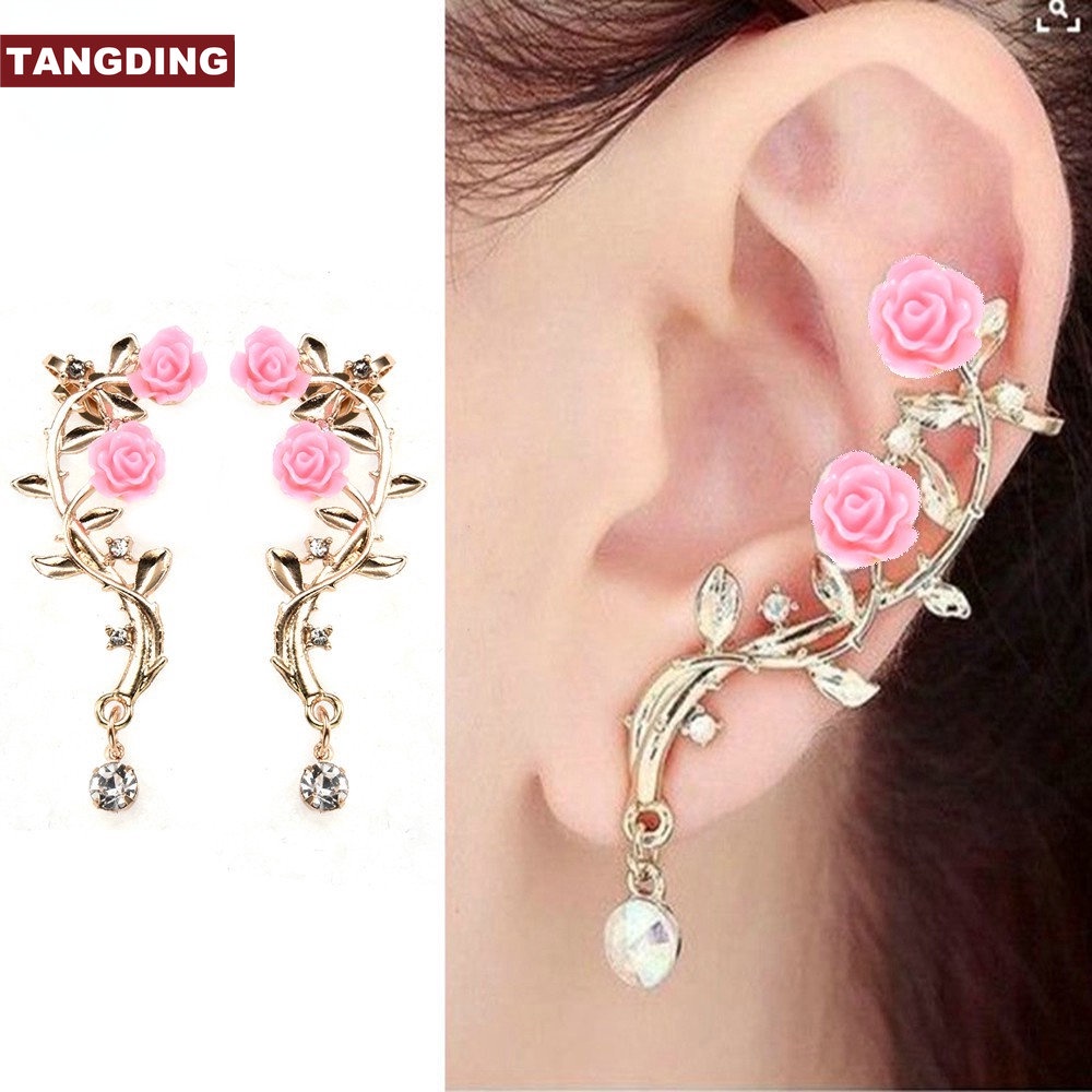 Anting Tusuk Model Ranting Bunga Pink Kreatif Untuk Wanita