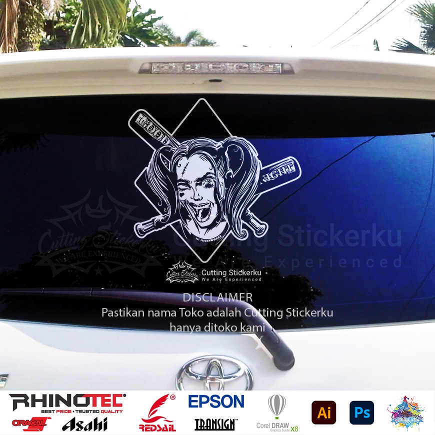 Cutting Stiker Bad Girl Good Night Harley Quinn Variasi Motor Mobil Sticker Macan Hitam Timbul Keren Nyala Dasbor Spakbor Visor Body Kaca Helm Laptop Hologram Reflective Tahan Air Bodi Samping Scoopy Vario Beat NMAX PCX Vespa Aesthetic Windshield