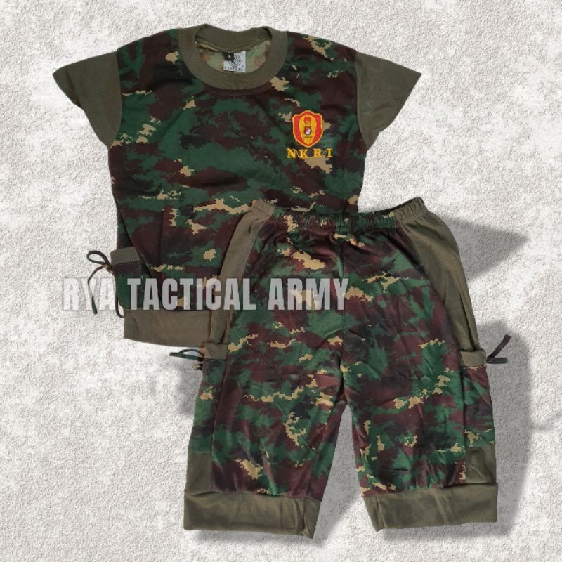 SETELAN KAOS ANAK LORENG NKRI PEREMPUAN - TRAINING ANAK PENDEK LORENG MODEL INUL - TRENING ANAK LORE