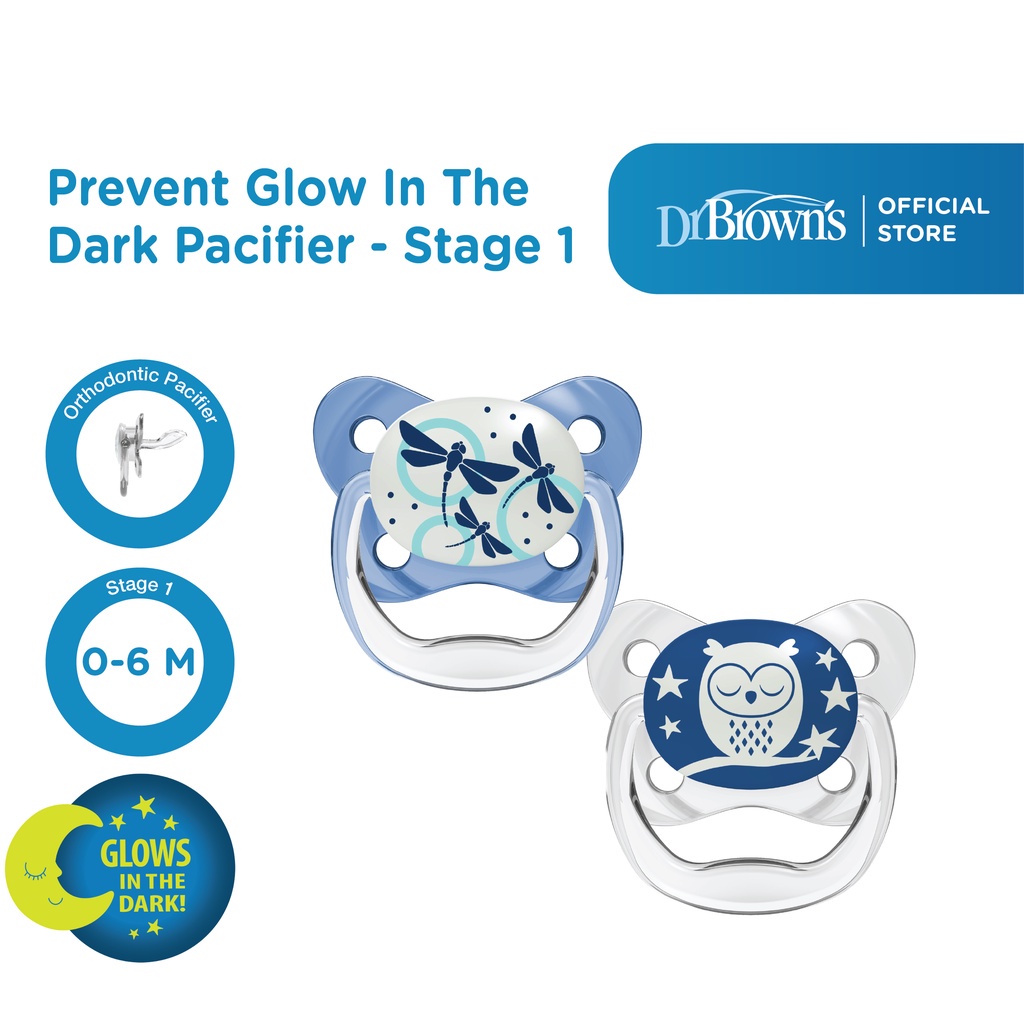 Dr. Brown's PreVent Glow in the Dark BUTTERFLY SHIELD Pacifier - Empeng Bayi