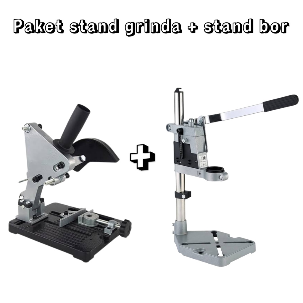 PROMO !! PAKET 2 ITEM Stand Gerinda&amp; STAND DRILL/DUDUKAN BOR Tatakan Dudukan Gerinda Tangan 4 Inch Angle Grinder Bracket Holder 4 Inch HIGHT QUALITY