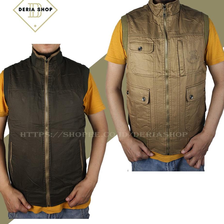 {KNA.31Oc22ᴰ} Jaket / Rompi Bolak Balik / Jeep / Bahan / Kanvas / Import / Katun / Pria / Cowok / Co