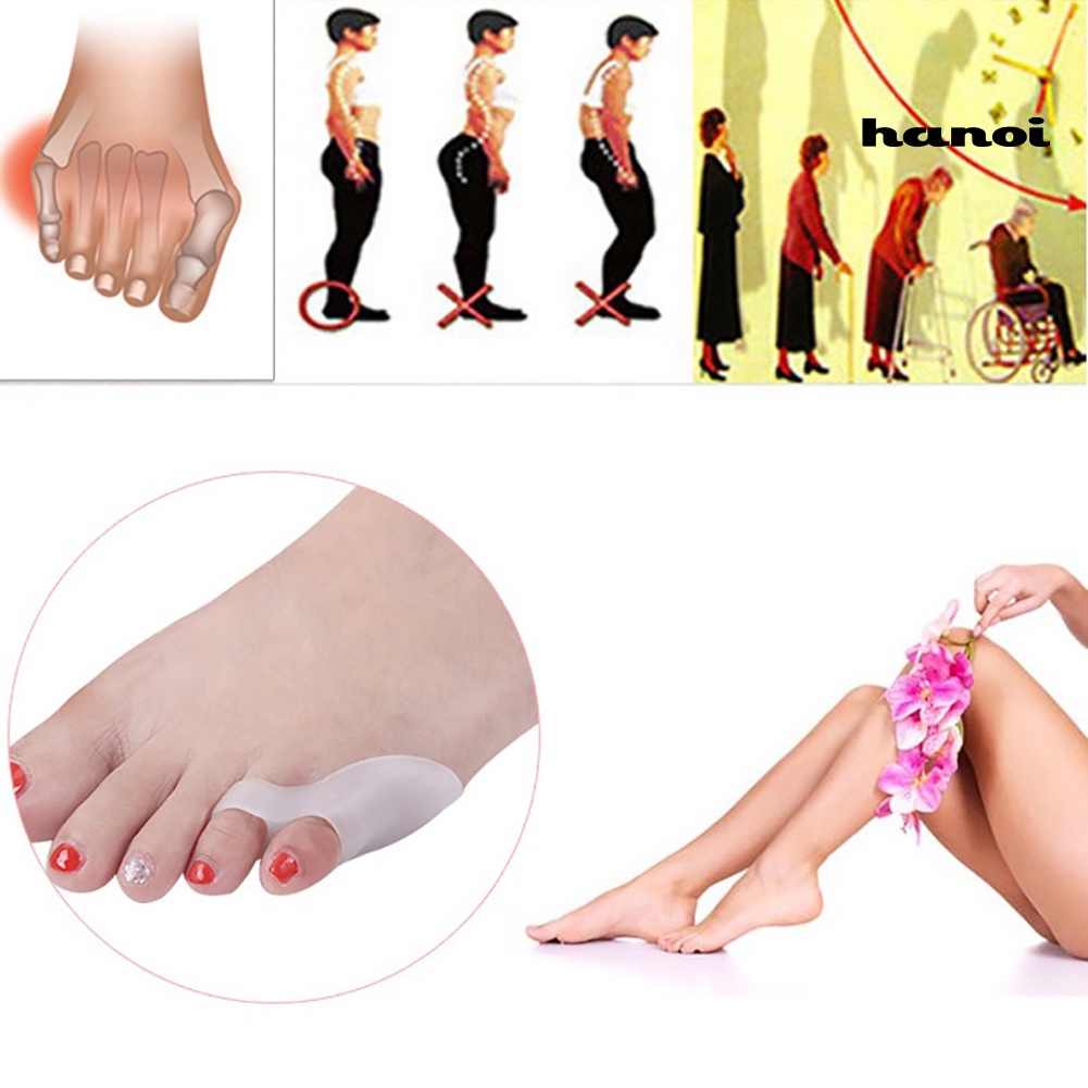 Hn 1 Pasang Separator Jari Kaki Bahan Silikon Gel Untuk Pelindung Hallux Valgus / Bunion