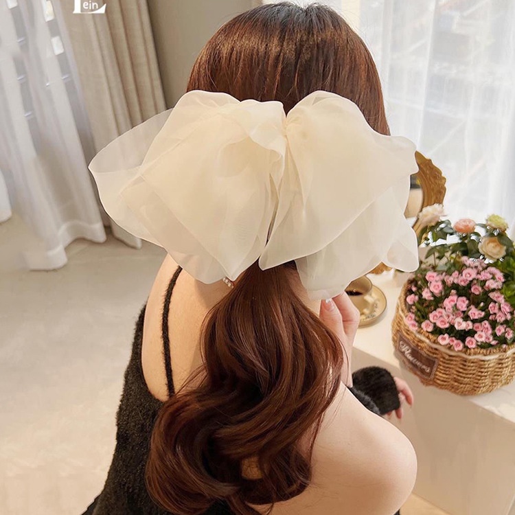 AC074 Jepit Rambut Pita Besar Panjang Ribbon Silk Satin Hairclip Bow Korea