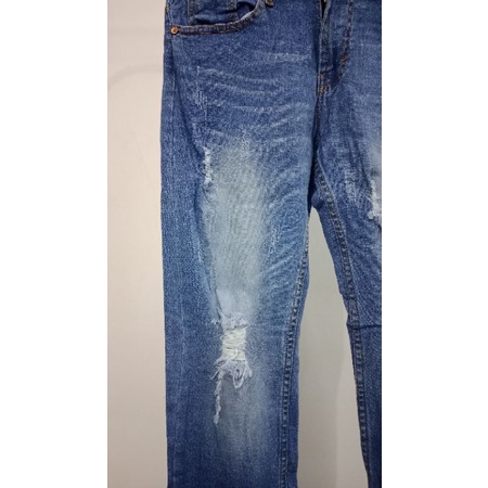 Celana Jins Sobek Jeans Panjang Pria Robek Remaja Distro Original Denim Dewasa Karet Warna Keren Anti Luntur Robek Lutut Skinny Import Ripped Pensil Levis Jumbo Bikers Ukuran No 28 34 S XL Pensil Reguler Stretch