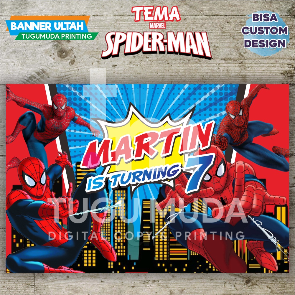 Cetak Banner|Backdrop|Spanduk Ultah/Birthday/Ulang Tahun Anak - SPIDERMAN