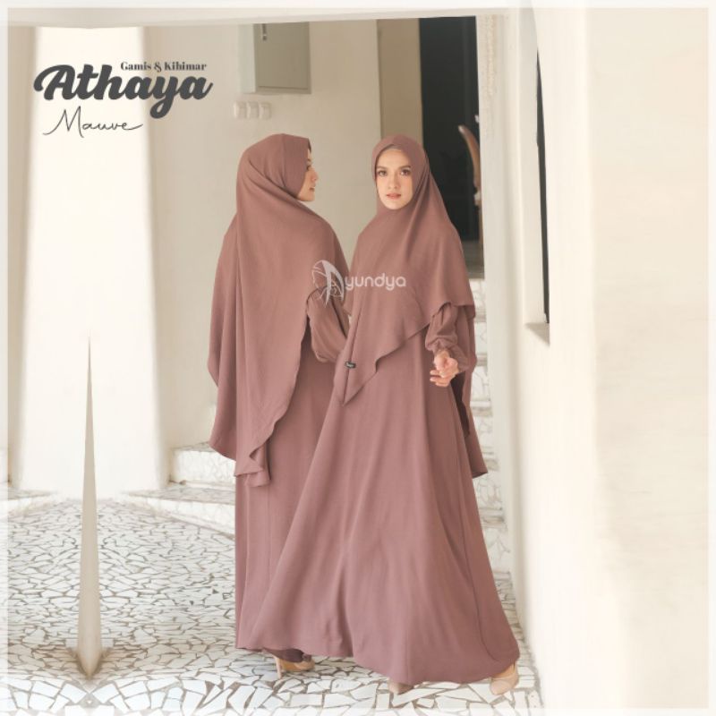 Gamis cringkle Athaya dress set plus khimar