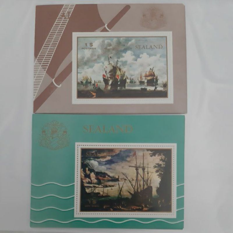 

Perangko Sealand Ships Panting Kapal laut sheet 2 prangko besar