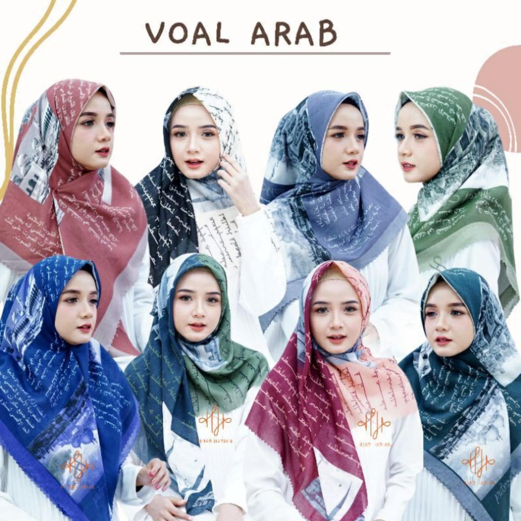 KERUDUNG JILBAB HIJAB SEGI EMPAT 4 VOAL  MOTIF ARABIC ARABIAN KOREAN AKSARA  JAWA SANTRI INDONESIA M