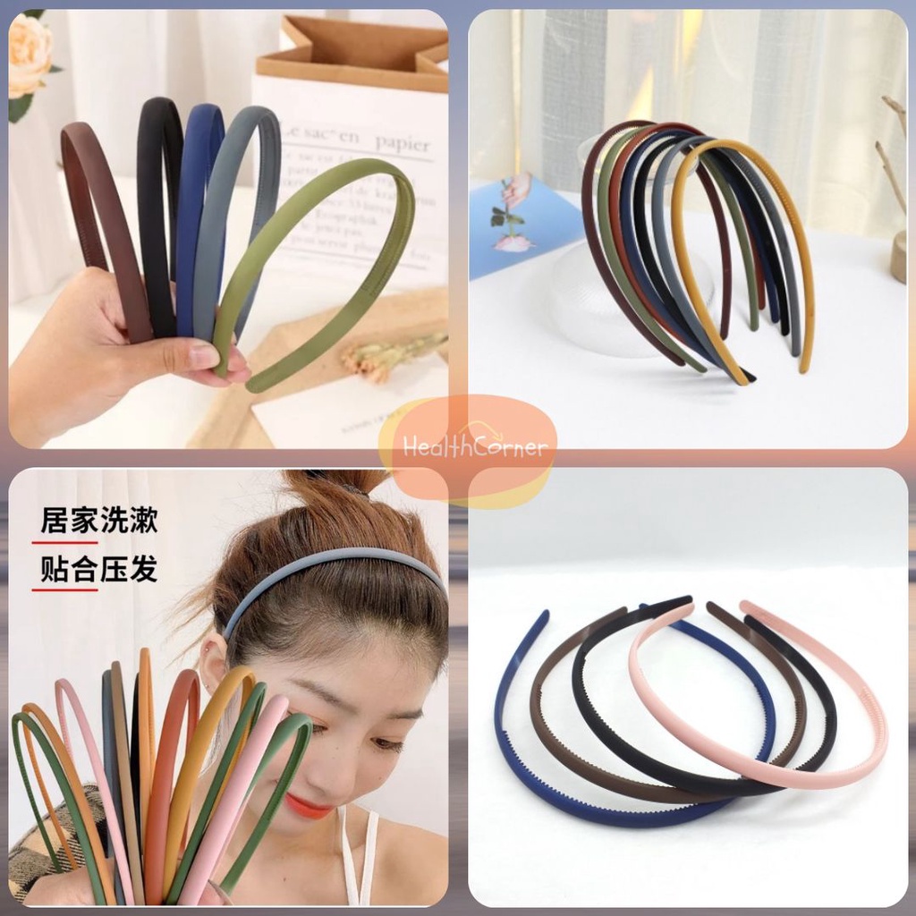 Bando Polos Doff Model Korea / 2in1 Bandana include Jepit Rambut Mutiara Wanita Dewasa HeadBand