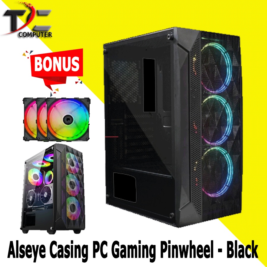 Alseye A4 Black Tempered Glass mATX ATX Gaming Case