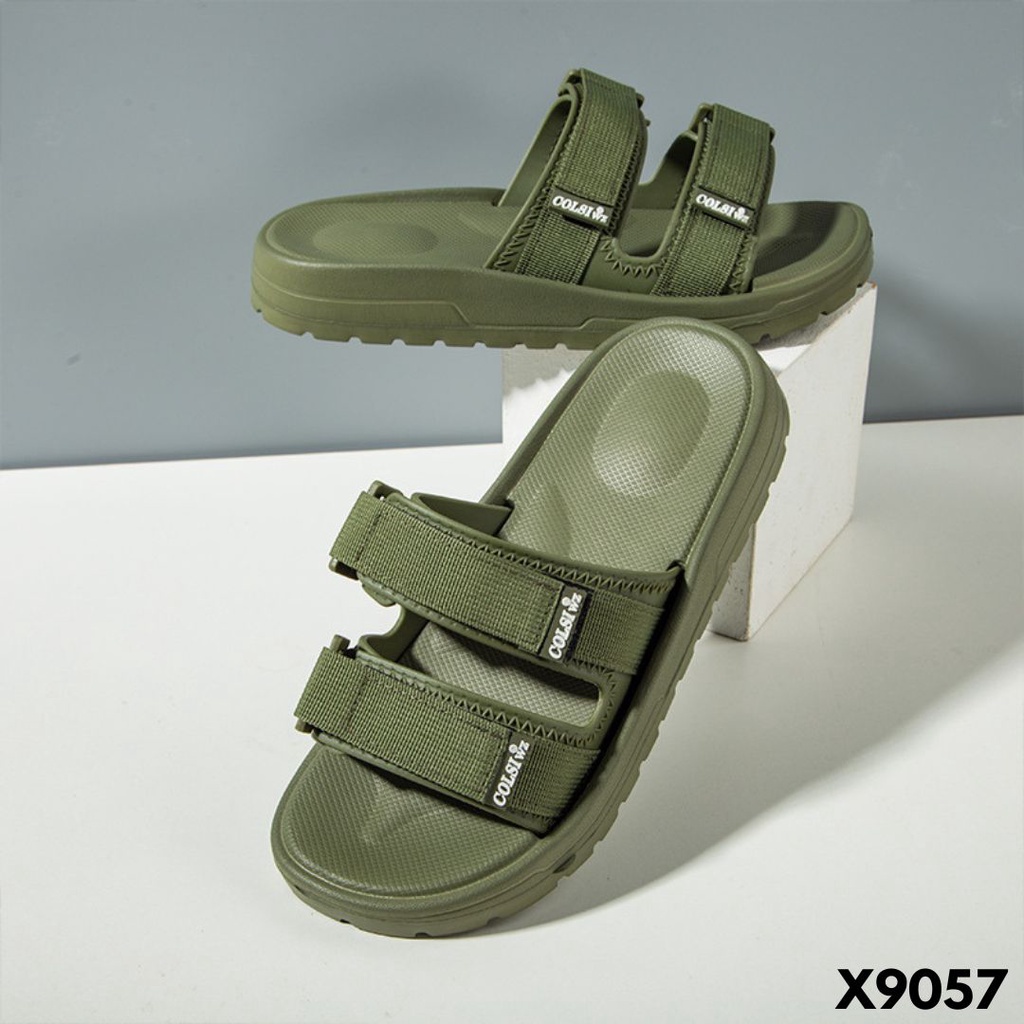 SANDAL SELOP DUO STRAP KEKINIAN BANYAK DISUKAII INDO STYLE BANGET BAHAN CANVAS RUBBER IMPORT 9057