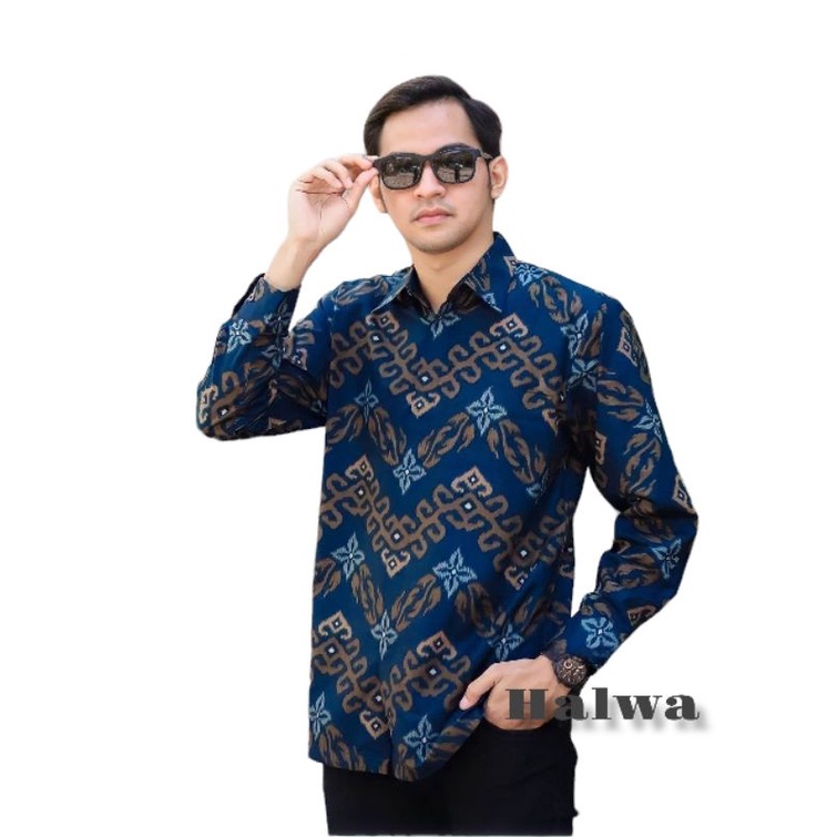 Batik pria kemeja batik lengan panjang m l xl xxl terlaris