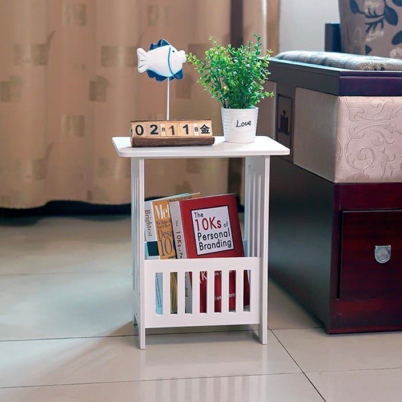 Meja Rak Serbaguna Putih Persegi Minimalis