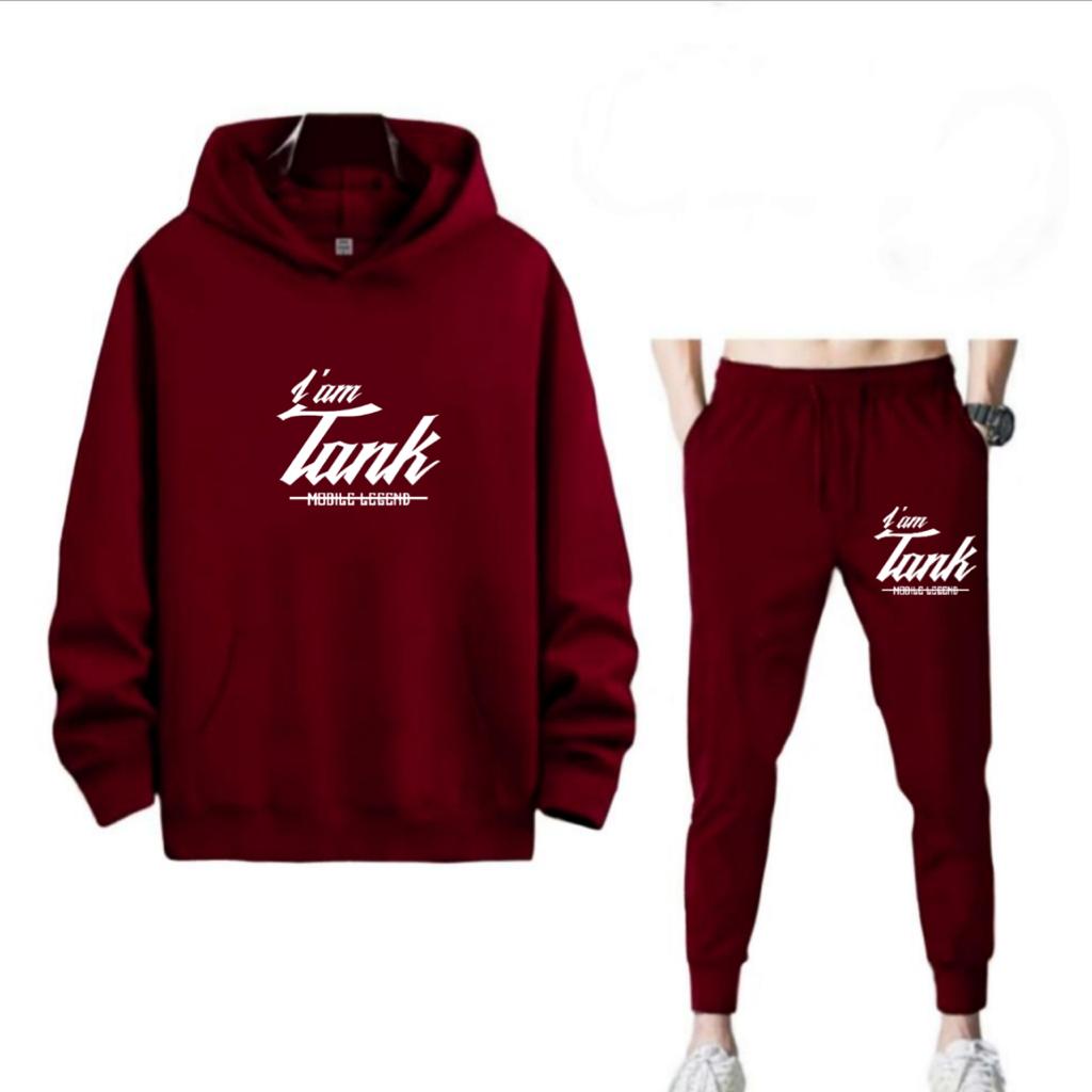 SETELAN PRIA HOODIE I AM TANK DAN CELANA JOGGER MURAH TERLARIS