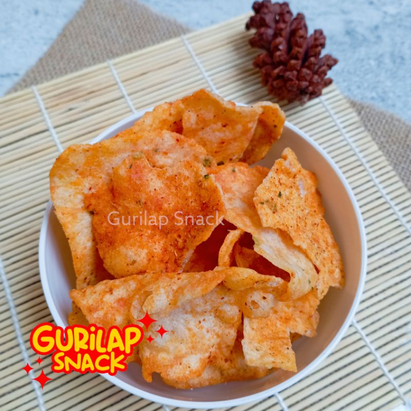 

Keripik cireng pedas gurih cemilan santai kemasan 250 gram