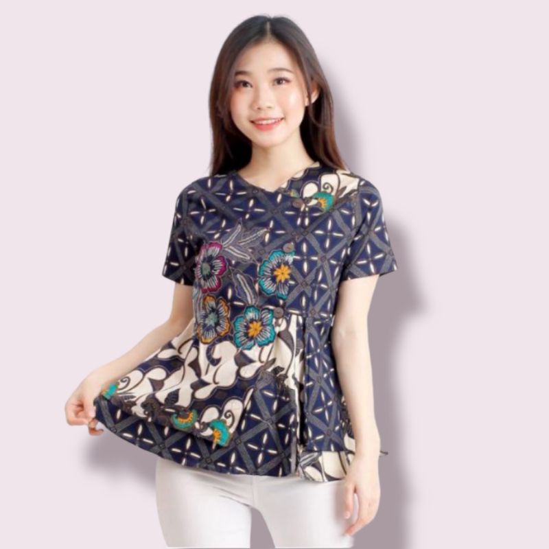 ATASAN BATIK WANITA A034-183 LENGAN PENDEK - BAHAN STRETCH