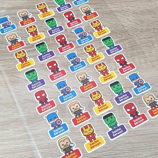 

Stiker nama anak laki / label nama anak anti air waterproof superhero