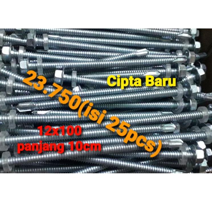 Menarik 25 Pcs Baut Drilling/ Drilling Screw/Baut Hollow/Baut Galvalum/Baut Roofing merk W 12x100 pa