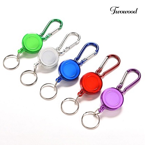 Twowood 1Pc Gantungan Kunci Carabiner Dengan Strap Retractable Warna Warni