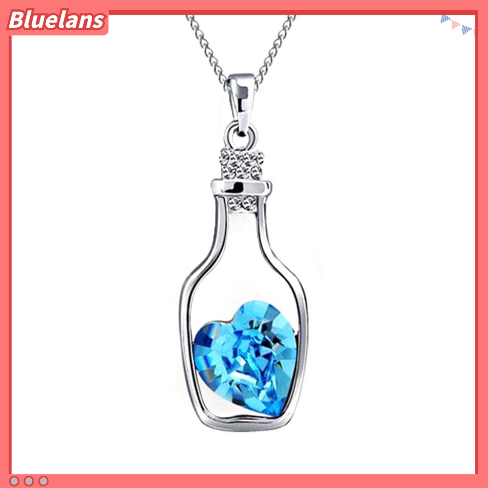 Bluelans Women Fashion Drift Bottle Pendant Heart Rhinestone Inlaid Necklace Jewelry Gift